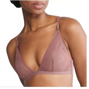 Calvin Klein NWT Size Small Pink Minimalist Micro Lace Unlined Triangle Bra
